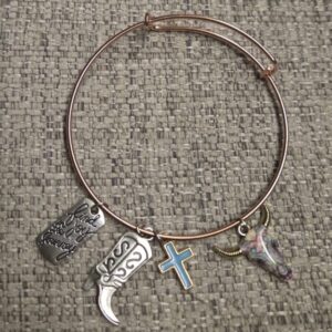 Western cow and cross bracelet