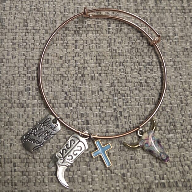Western cow and cross bracelet