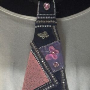 Butterfly Patchwork Necktie Necklace – Bougie Elegance by Tiesque Designs – Handmade Statement Jewelry – Metal-Free & Allergy Safe