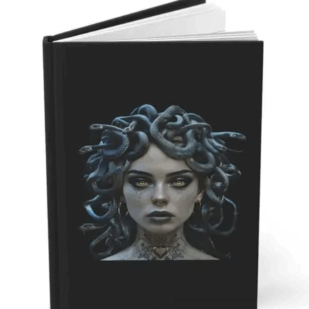 Dark Academia Mythic Medusa Black Hardcover Notebook Handmade 150 Pages