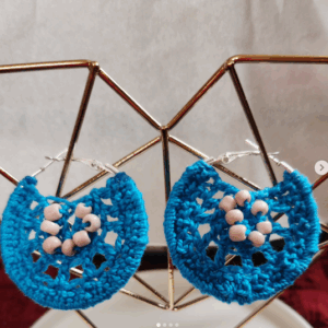 Hoop Earrings: pink beads