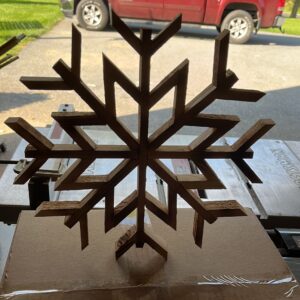 5.09 Mahogany Snowflake: Large Wooden Christmas Ornament, Holiday Decor (14 inch)