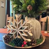 5.03 Rustic Cedar Snowflake: 12" Wooden Holiday Ornament