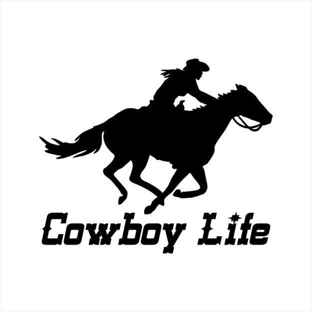 Decal, Cut Vinyl Window Decal Cowboy Life Horse