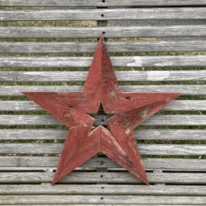 3.23 23” Red Barnwood Five-Point Star Wall Hanging – Reclaimed Wood Rustic Decor