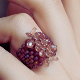 Midnight Hydrangea Beaded Ring | Size 9
