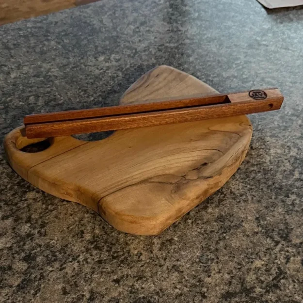 9.50 Rustic Mahogany Kitchen Tongs with Oak Wedge – 15” Handcrafted and Food‑Safe