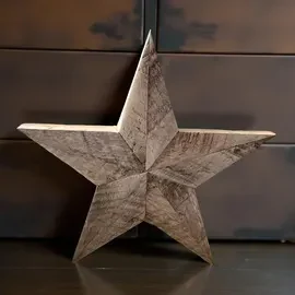 3.05 Farmhouse Barnwood Star – 11” 5-Point Star Wooden Wall Decor, Rustic Reclaimed Wood, Country Home Accent, 1” Thick Handmade Star