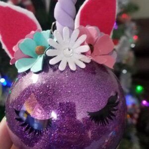 Personalized Glitter Unicorn Christmas Ornament