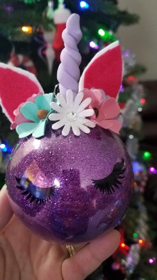Personalized Glitter Unicorn Christmas Ornament