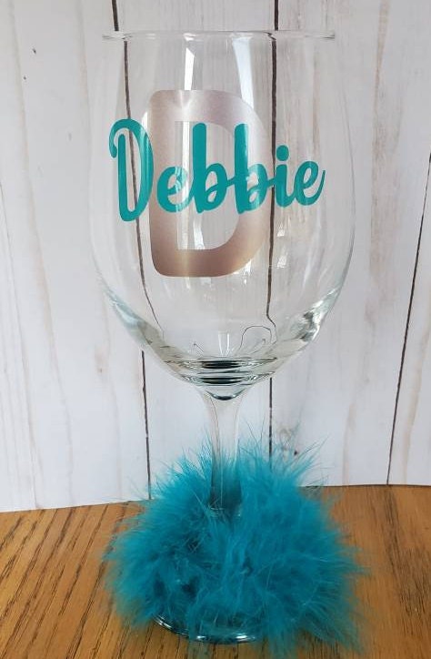 Personalized Monogrammed Name and Initial Wine Glass