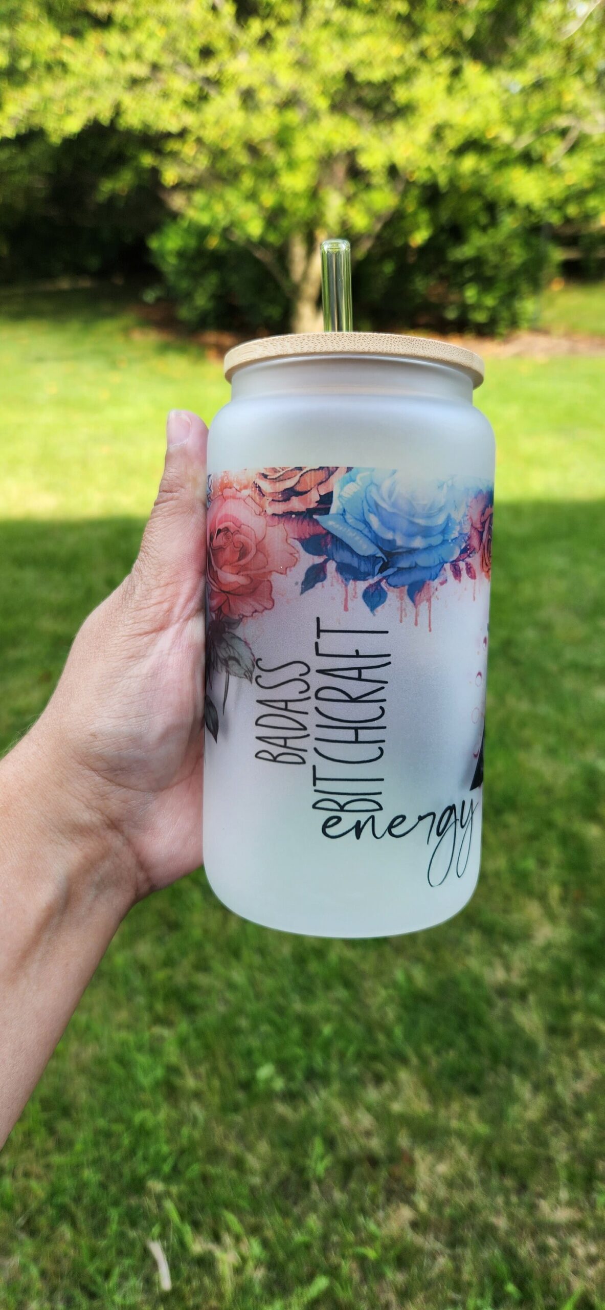 Boho Halloween Glass Can