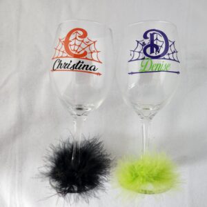Halloween Personalized Monogrammed Name and Initial Wine Glass
