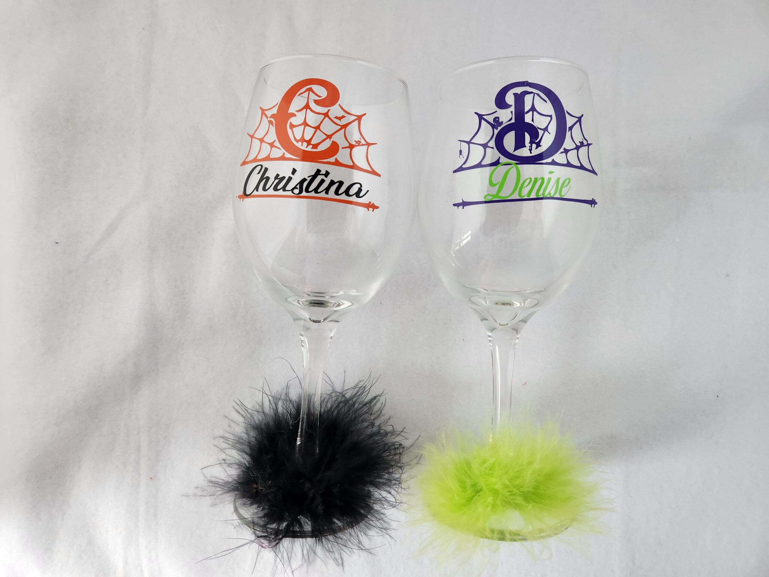 Halloween Personalized Monogrammed Name and Initial Wine Glass