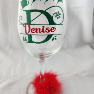 Christmas Monogram Wine Glasses