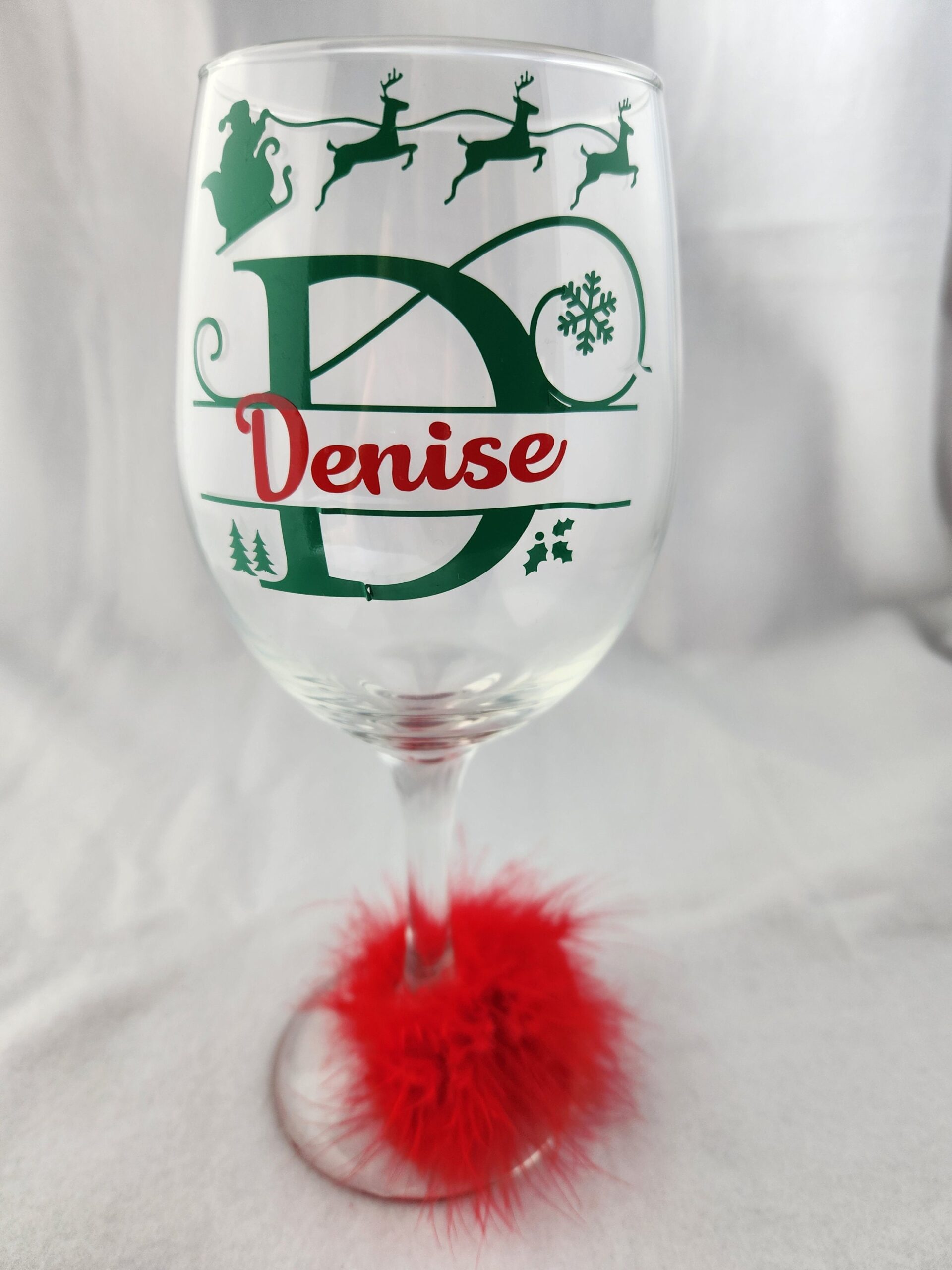 Christmas Monogram Wine Glasses