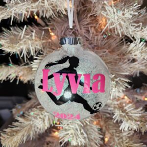 Girls Personalized Soccer Ornament
