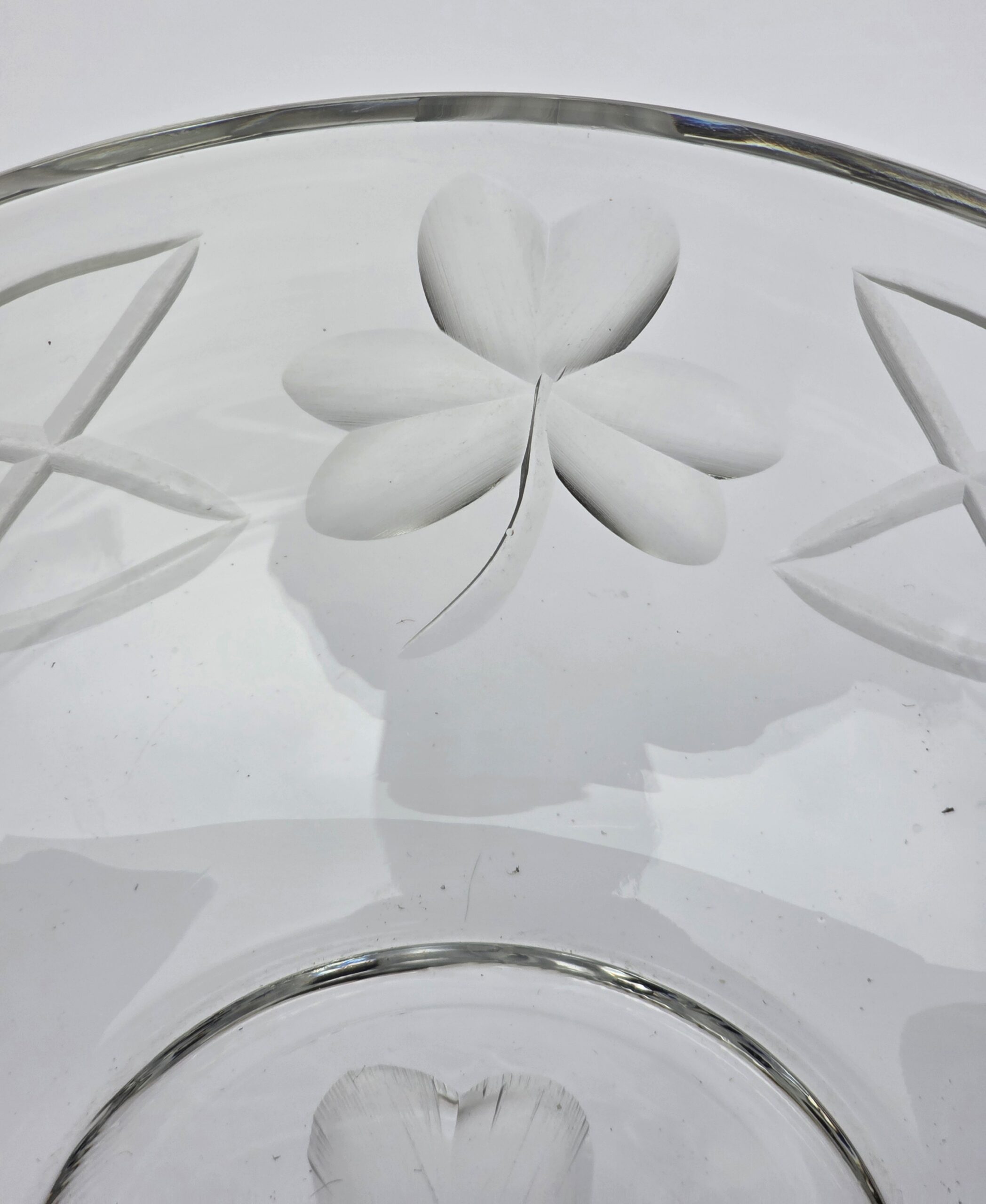 Hand cut glass Shamrock bowl