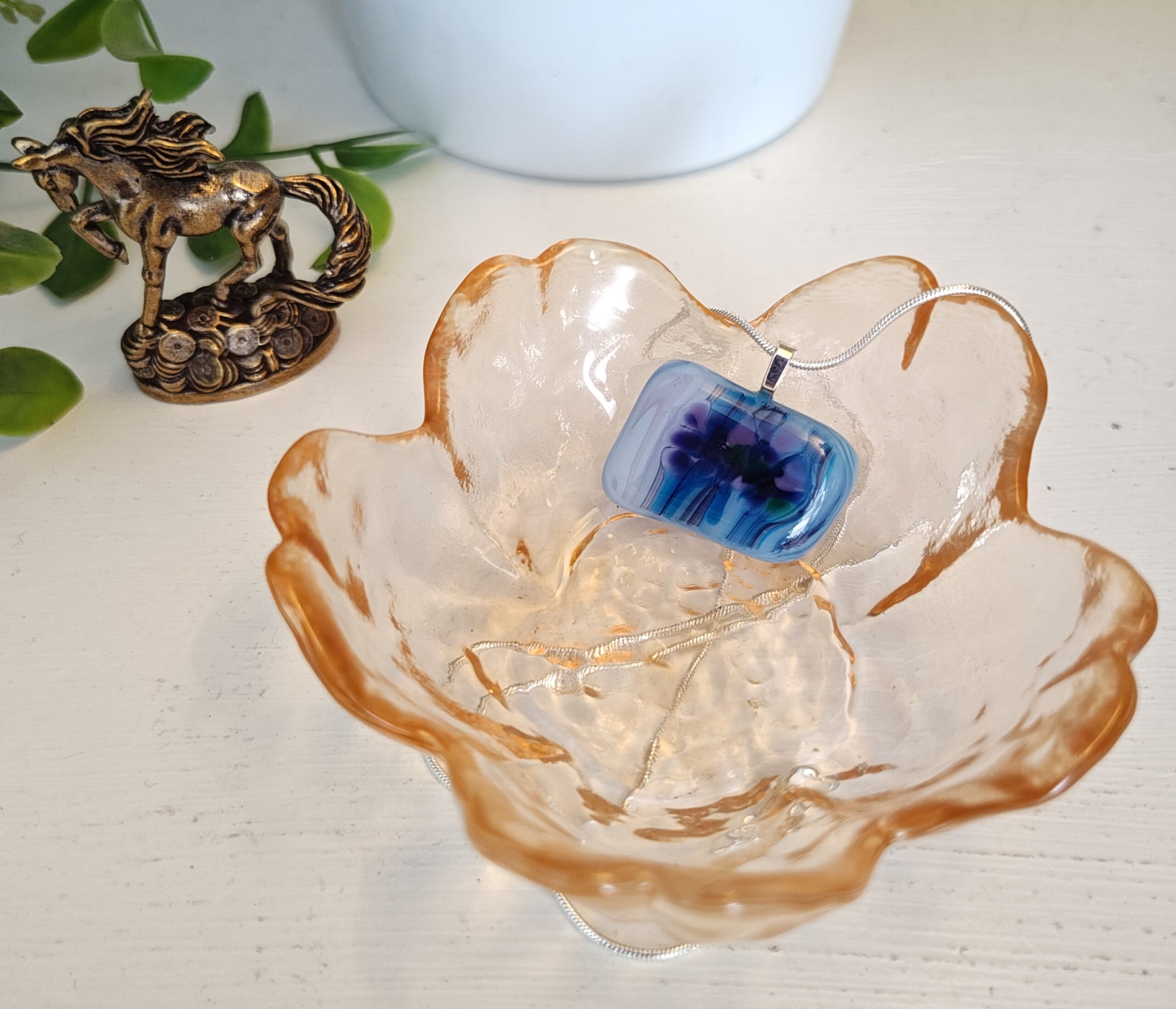 Abstract blue, purple and violet pendant necklace, Hand crafted one of a kind jewelry - Image 3