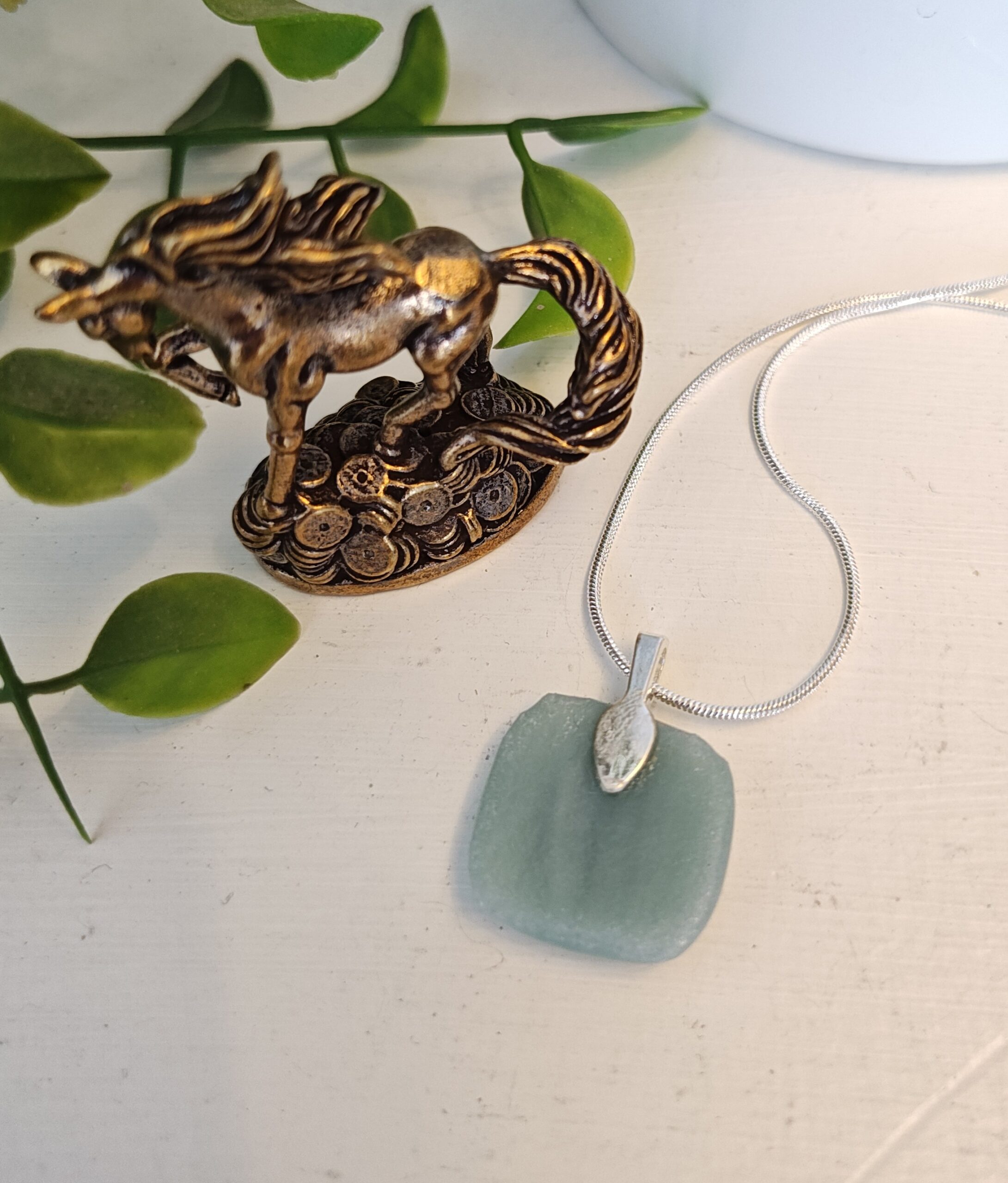 Fused Glass Flower Pendant Necklace, Green Chartreuse and Burgundy Handmade Jewelry - Image 5