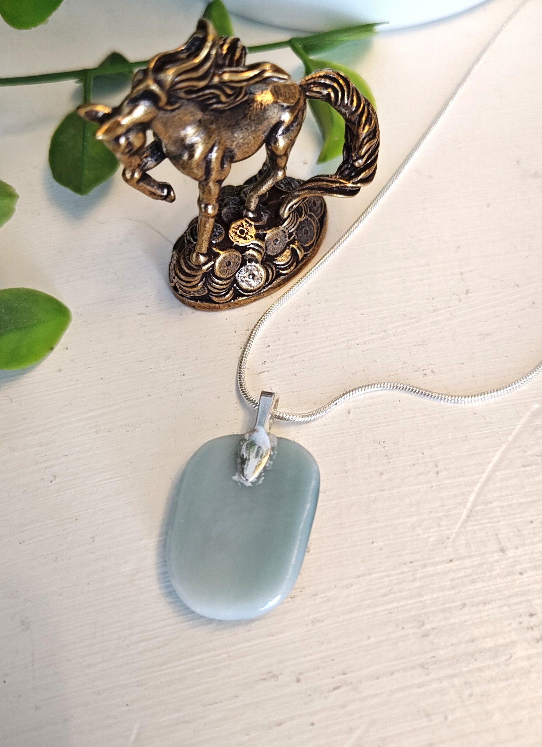 Green with burgundy & lime green abstract flower pendant necklace, One of a kind handmade casual jewelry - Image 5