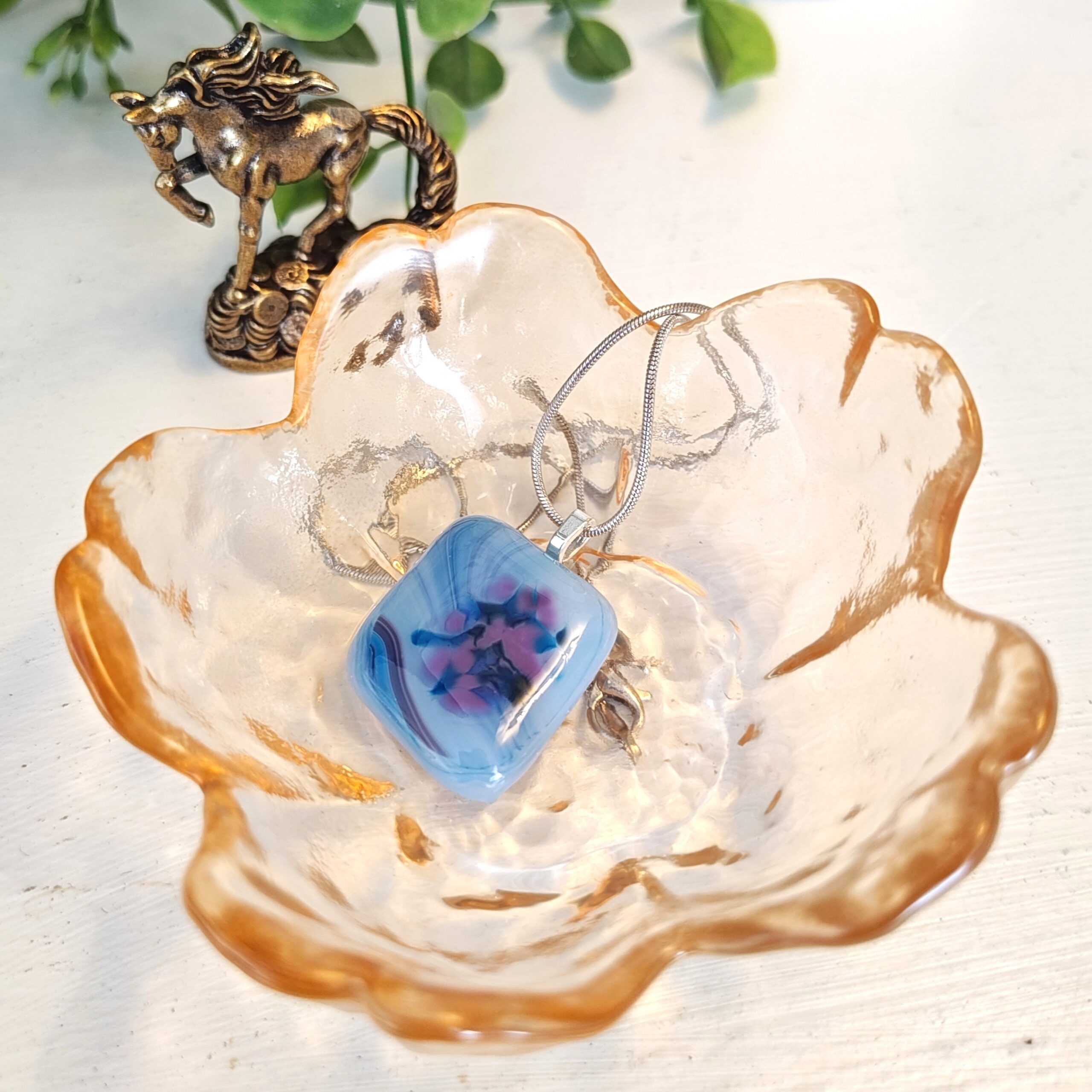 Swirled purple & blue artisan handmade pendant necklace, one of a kind festival jewelry - Image 3