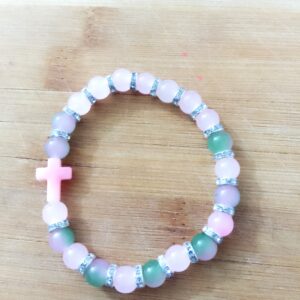 B4 Handmade Pastel Bracelet with a pink cross