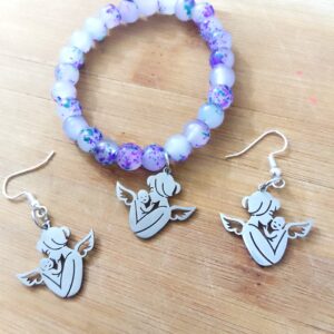 Non allergic Mother's Love Bracelet & Earring set B-5