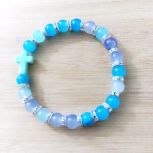 Shades of blue bracelet with a blue cross