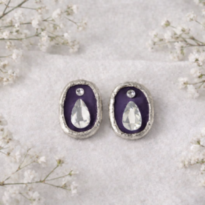 Eleanor - Custom Color Stained Glass Silver Stud Earrings