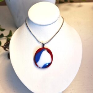 Red white and blue patriotic pendant necklace, one of a kind artisan jewelry