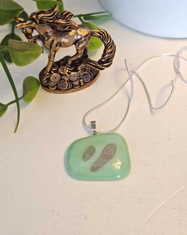 Asymmetrical pastel green and purple pendant necklace, One of a kind artisan jewelry