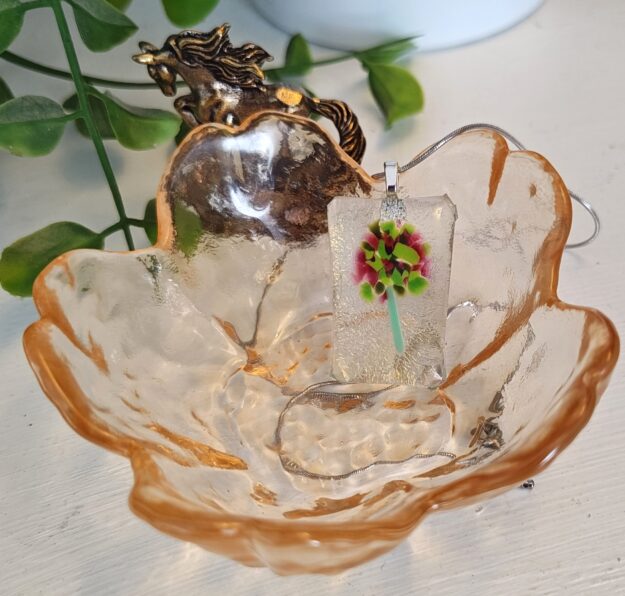 Iridescent chartreuse green & burgundy asymmetrical pendant necklace, One of a kind artisan jewelry