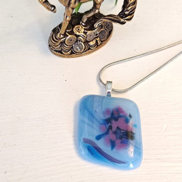 Swirled purple & blue artisan handmade pendant necklace, one of a kind festival jewelry