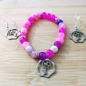B26 Pink multi-colored beaded bracelet