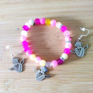 B28 Happy Mother's Day Beaded bracelet and earring set for her