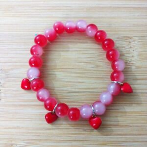 B31 Happy Birthday red shimmer beaded bracelet for her