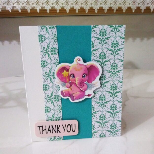 C14 Thank you, Kindness card with a pink elephant