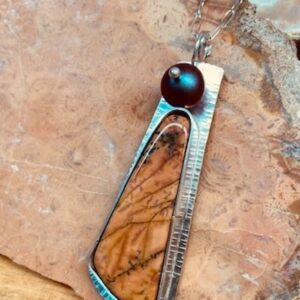 Utah Yellow Feather Jasper on Argentium Silver Necklace