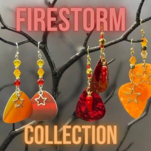 Handmade Guitar Pick Earrings in Firestorm (Warm Spectrum)