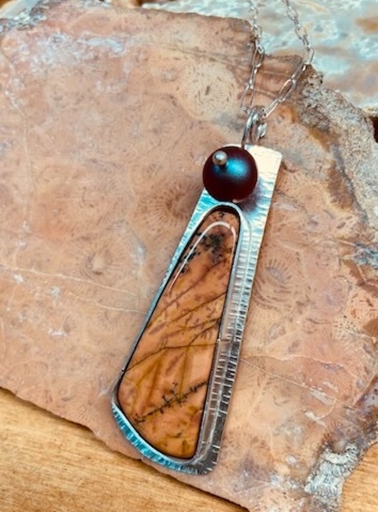 Utah Yellow Feather Jasper on Argentium Silver Necklace