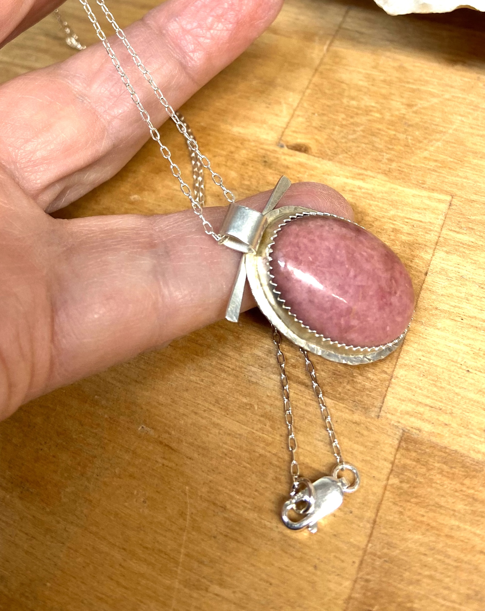 Rhodonite Necklace on Argentium .940 Silver