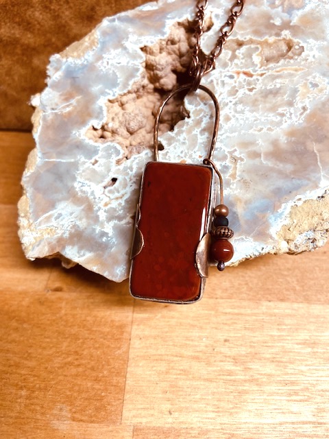 Red Jasper Stone Necklace on Copper