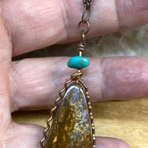 Boulder Opal and Turquoise Necklace on Copper