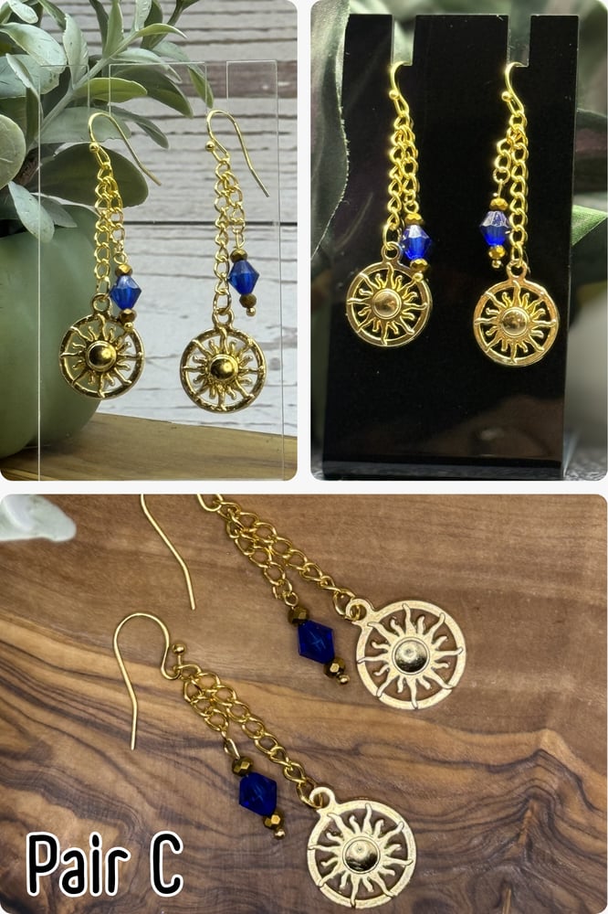 Celestial Charm Earrings | Sun Moon Star Jewelry | Gold & Silver Tone Dangle Earrings - Image 4
