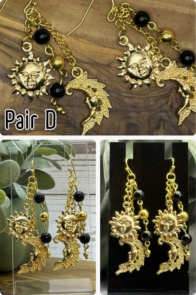 Celestial Charm Earrings | Sun Moon Star Jewelry | Gold & Silver Tone Dangle Earrings - Image 5