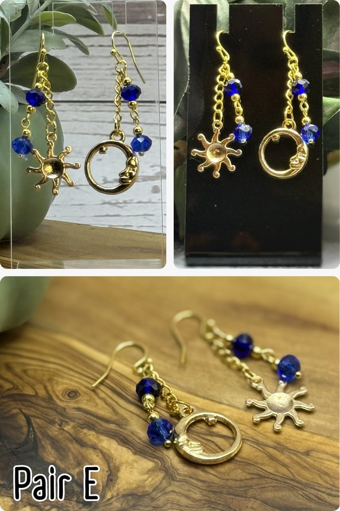 Celestial Charm Earrings | Sun Moon Star Jewelry | Gold & Silver Tone Dangle Earrings - Image 6