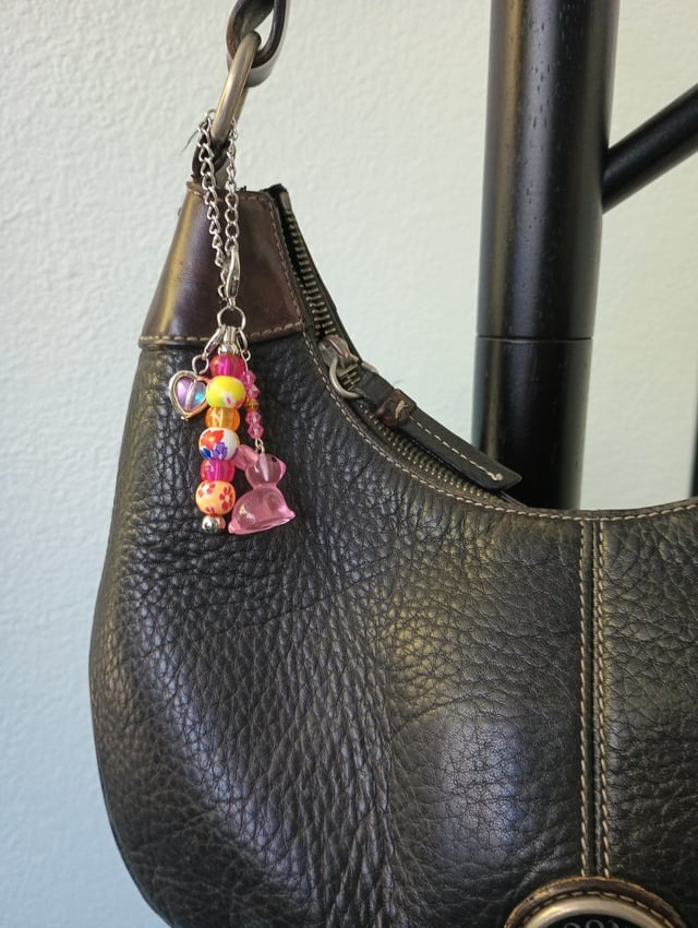 Spring Easter Bunny Purse Charm Keychain - Image 2