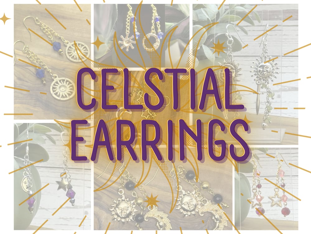 Celestial Charm Earrings | Sun Moon Star Jewelry | Gold & Silver Tone Dangle Earrings