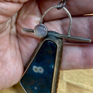 Green Obicular Bloodstone Necklace on Copper